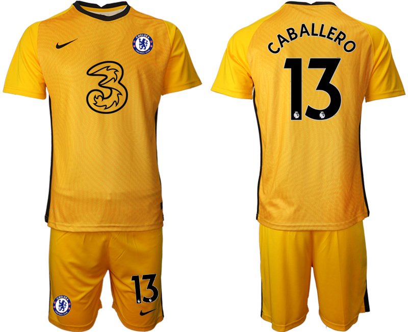 Men 2021 Chelsea yellow goalkeeper #13 soccer jerseys->youth soccer jersey->Youth Jersey
